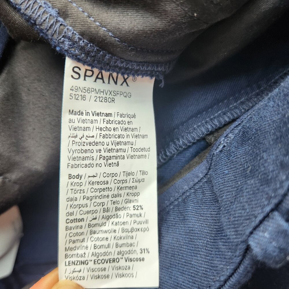 NWT SPANX Supersmooth Stretch Twill Straight Pant Zip-Pocket Timeless Navy - Picture 10 of 15